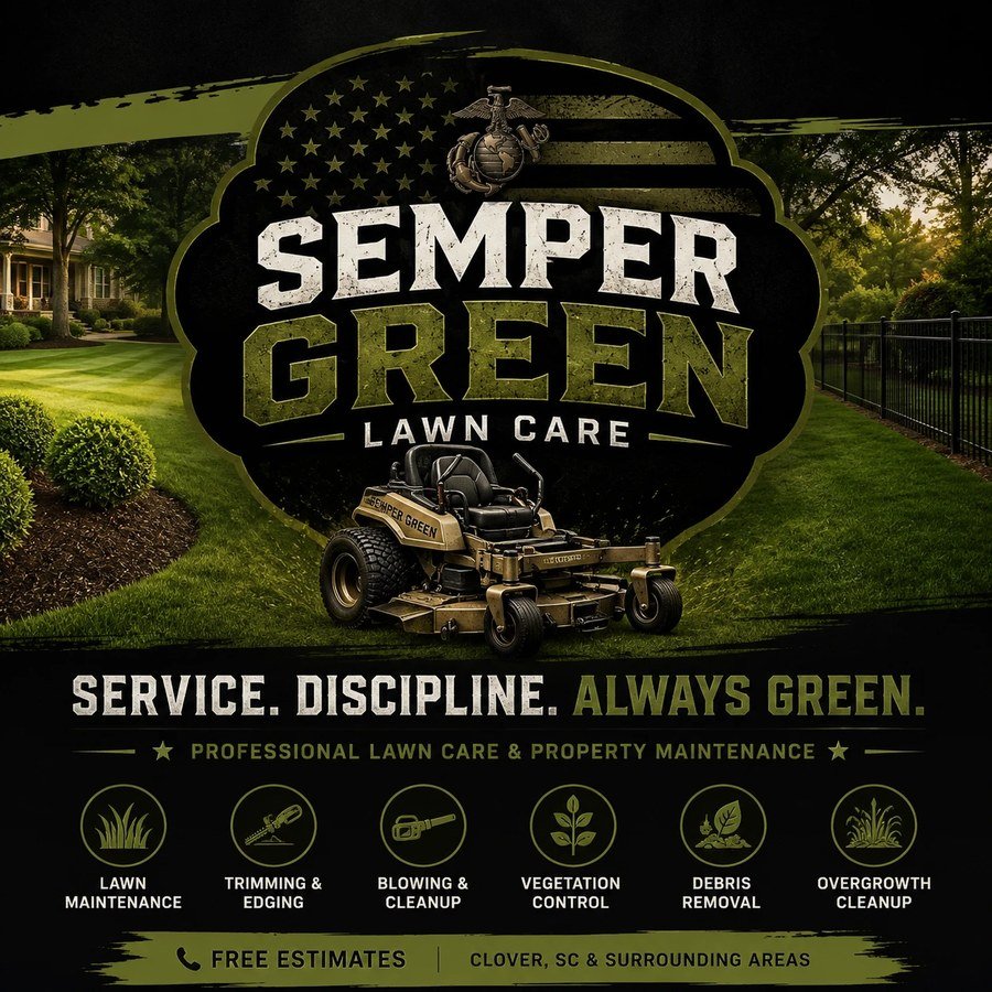 Finished Semper Green Lawn Care branded promotional graphic